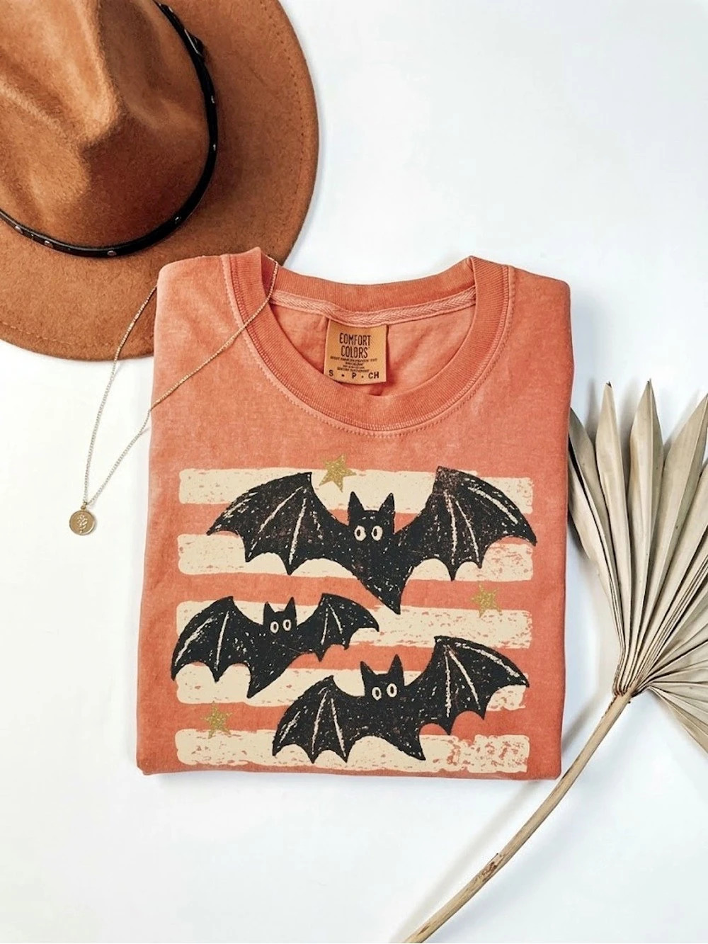 Comfort colors Bat Graphic Tee in Yam Orange